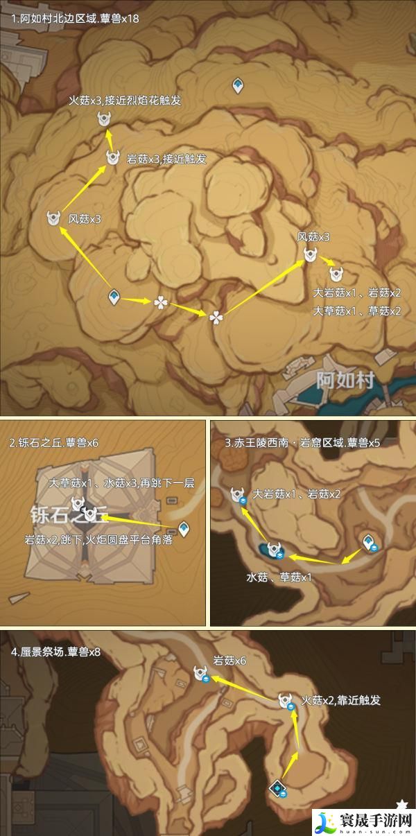 原神4.4草神蕈兽孢子突破材料怎么收集-蕈兽孢子高效率讨伐路线